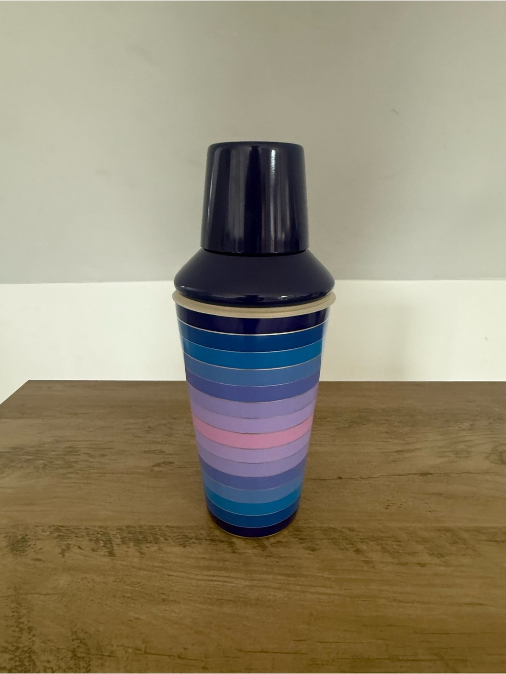 Jonathan Adler Striped Blue and Pink Cocktail Shaker -